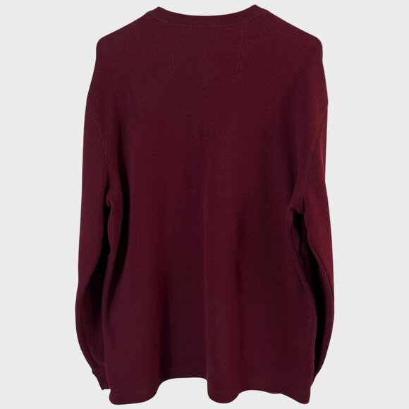 Eddie Bauer Waffle-Knit Henley Shirt Red Men's Size XL Thermal Long-Sleeve - Picture 4 of 11